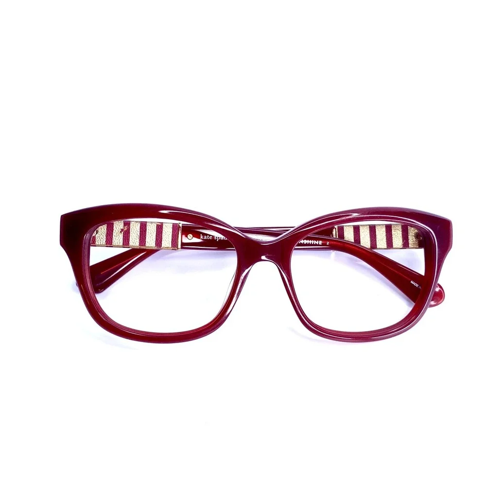 Kate Spade Red Cat Eye Glasses Gold Logo Accent Johanna2 LHFHA 53 17 140